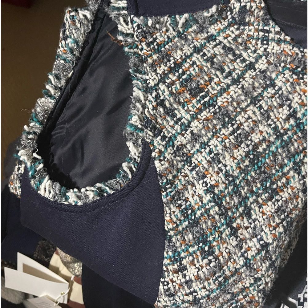 Tory burch autumn Tweed Sleeveless Pencil Dress Contrast Ponte Stretch Panels 4 - Picture 4 of 5